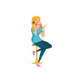 woman with positive expression has funny conversation with mother on cellphone cartoon vector