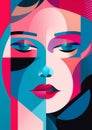 abstract woman cubism graphic poster fashion portrait face facial cubist modern. Generative AI.