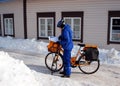 Woman postman at work Royalty Free Stock Photo