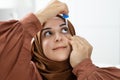 Woman Pouring Eye Drop Medication For Glaucoma Royalty Free Stock Photo