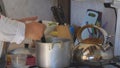 Woman pouring soup into a plate