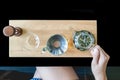 Woman pouring tea into a glass Royalty Free Stock Photo