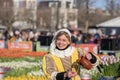 Woman Pouring Wine At The National Tulip Day At Amsterdam The Netherlands 21-1-2023