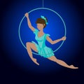 Woman practicing Aerial Acrobat in a Ring Royalty Free Stock Photo