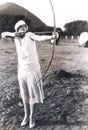 Woman practicing archery