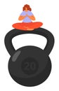 Woman practicing meditation kettlebell, fitness balance strength concept. Female character yoga Royalty Free Stock Photo