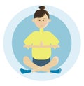 An woman is practicing pranayama vector or color illustration