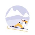 Woman practicing skiing on ice avatar character Royalty Free Stock Photo