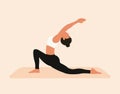 Woman practicing yoga, doing stretching and balance exercise Royalty Free Stock Photo