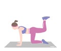 Woman practicing yoga exercises sport isolated vector illustration in flat style with free space for text. Fitness Royalty Free Stock Photo