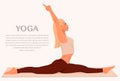 Woman doing yoga, Hanumanasana pose Vector Illustration