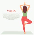 Woman doing yoga, vrksasana pose Vector Illustration Royalty Free Stock Photo