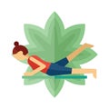 woman practicing yoga in four-limbed staff pose. Vector illustration decorative design