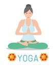 Woman Practicing Yoga, happy woman Practicing Yoga, Yoga exercises. Healthy lifestyle on white background