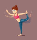 Woman Practicing Yoga Losing Her Equilibrium Vector Cartoon Royalty Free Stock Photo