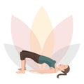 woman practising yoga in bridge yoga pose. Vector illustration decorative design