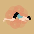 woman practising yoga in four-limbed staff pose. Vector illustration decorative design