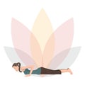 woman practising yoga in four-limbed staff pose. Vector illustration decorative design