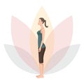 woman practising yoga in mountain pose. Vector illustration decorative design