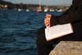 Woman praying on bible Royalty Free Stock Photo