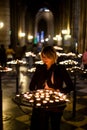 woman praying inside church Royalty Free Stock Photo