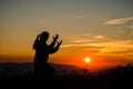 Woman praying in the morning