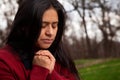 Woman Praying Outdoors