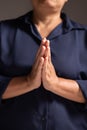 Woman prays with faith, her hands clasped in devotion, seeking guidance of Jesus Christ and God in her religion. woman, pray,