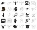 Woman and pregnancy black,outline icons in set collection for design. Gynecology and equipment vector symbol stock web Royalty Free Stock Photo