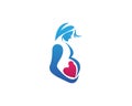 Woman Pregnancy With Love Baby Logo Design