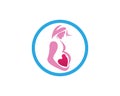 Woman Pregnancy With Love Baby Logo Design