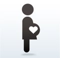 Woman pregnant icon with heart icon