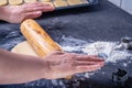 Woman prepares butter cookies at home in the kitchen Royalty Free Stock Photo