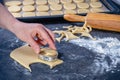 Woman prepares butter cookies at home in the kitchen Royalty Free Stock Photo