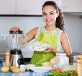 Woman preparing chicken pate