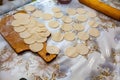 Woman preparing dumplings hands