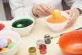 Woman preparing Easter eggs Royalty Free Stock Photo