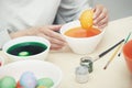 Woman preparing Easter eggs Royalty Free Stock Photo