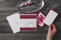 Woman preparing holiday invitations