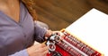 Woman preparing messbrille