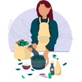 Woman is preparing natural pharmacy herbs