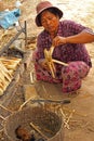 Woman preparing sticky rice