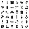 Woman present icons set, simple style