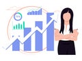 Woman presenting business chart. Vector illustration of business growth Royalty Free Stock Photo