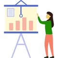 Woman presenting report at boardroom vector icon Royalty Free Stock Photo