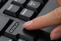 Woman pressing Bonus button on keyboard, closeup Royalty Free Stock Photo