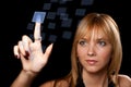 Woman pressing button Royalty Free Stock Photo