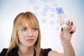Woman pressing button Royalty Free Stock Photo