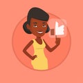 Woman pressing like button vector illustration. Royalty Free Stock Photo