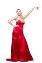 Woman in pretty red evening dress isolated on Royalty Free Stock Photo